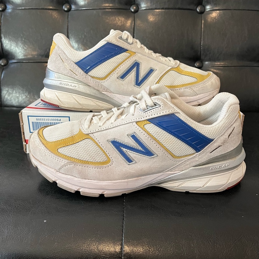 New Balance 990v5 Made in USA Cream Blue Yellow‎ Sz 10 Women’s